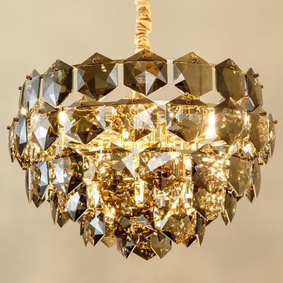 China Modern Direct Factory Selling European Modern Hotel Gold Round Large Crystal Iron Luxury Ceiling Led Chandelier for sale