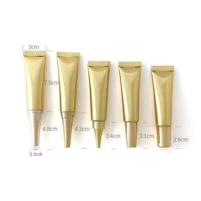 China Custom Printed Logo 15ml 20ml 30ml Empty Golden Squeeze Cosmetic Abl Cosmetic Tube Soft Packaging For Eye Cream for sale