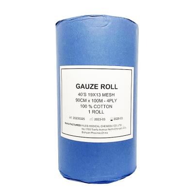 China Medical care Factory Price Medical Surgical Gauze Roll 90cm*100m Customized Size Gauze Roll for sale