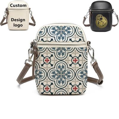 China OEM Adjustable Custom Pattern Crossbody Shoulder Bag Luxury Leather Phone Crossbody Bag Logo Private Label Printed Bandana Small - Body Bag For Women Girl for sale