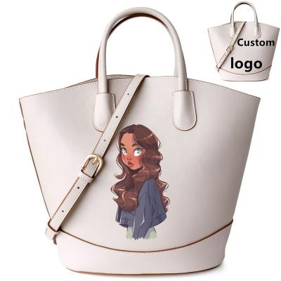 China Factory High Quality Custom Low Moq Logo Print Photos Women'S Shoulder Genuine Leather Cross - Body Bucket Bag Protect Color Women For Ladies for sale