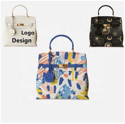 China High Quality OEM Private Label Graffiti Print Leather Shoulder Cross - Body Purse Custom Leather Women Handbag Embossed Logo Bag for sale