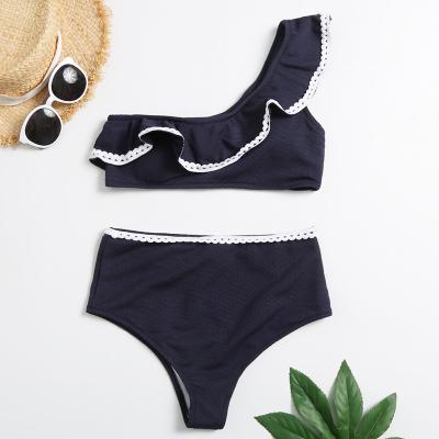 China Tiered Layer Tie a Knot Front Top With Low waist Bikini swimsuit high cut for sale