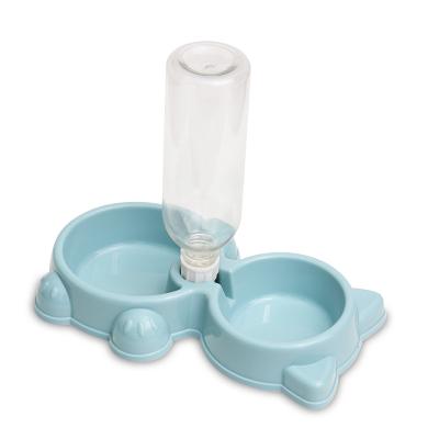 China Diverse Cat Ears Shape Cute Lovely Durable Automatic Around Feeding Creative Pet Double Bowl for sale