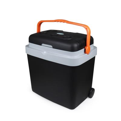 China ABS Mini Cooler Box And Portable Warmer Car Fridge With Wheels DC12V-AC110-230V 33Liter for sale