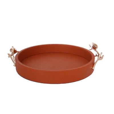 China Modern simple leather light luxury coffee table top Morden storage room model decoration living room dinning home tray for sale