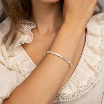 China TRENDY 14k Gold Plated 3mm Cubic Zircon Classic Tennis Bracelet Buckle 6.5/7/7.5/8 Inch Crystal Bracelet for sale