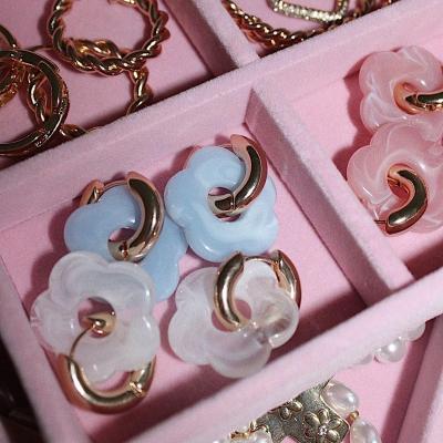 China The other color girl simple style copper earrings female summer resin flower earrings hollow out earrings for sale