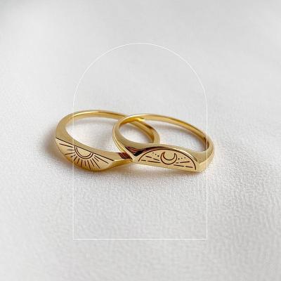 China CLASSIC Sun and Moon Love Couple Ring Live Ring Wedding Open Wedding Ring for sale