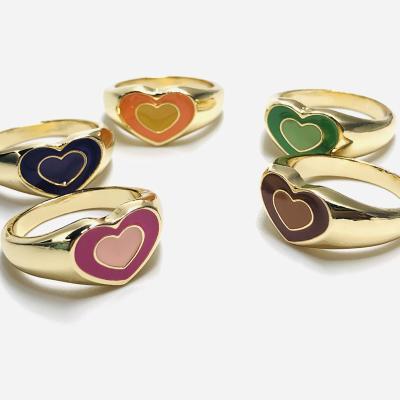 China OEM Anillo New Design Ring Fashion CLASSIC Open Cute Heart Cute Enamel Pink Girl Rings for sale