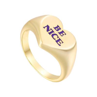 China JIFENG New CLASSIC Oil Dripping Letter Be Nice New Gold Ring For Women Jewelry Ring Fashion Heart Ring 2022 for sale