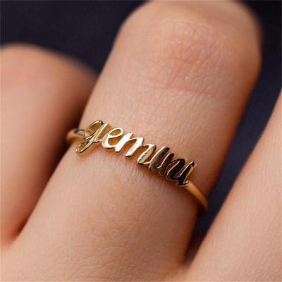 China 2022 CLASSIC Jifeng Newcomer English Horoscope Ring 12 Hollow Ring 18K Gold Plated Ring for sale