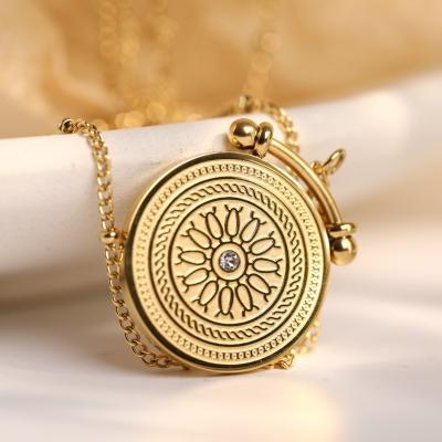 China The Other Sun Coin Necklace Double Layer Roman Necklace Pendant Laminated Compass Necklace for sale