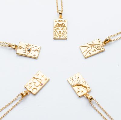 China Other Popular Tarot Carved Simple Light Luxury 24k Gold Pendant Necklace Lion Pendant Necklace for sale