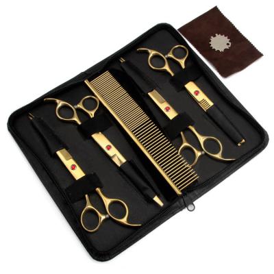 China Stocked Dog Set Custom Stainless Dog Hair Cut Curved Scissors Pet Grooming Scissors for sale