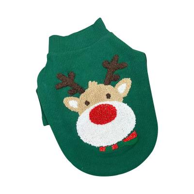 China New Stocked Creative Christmas Pet Apparel Dog Clothes 100% Cotton Elastic And Soft Christmas Dogs T-shirt Sweater Factory Custom for sale