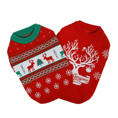 China New Stocked Design Wholesale Dog Clothes Knitwear Christmas New Year Christmas Clothes Elk Dog Clothes Thick Dog Puppy Sweater for sale