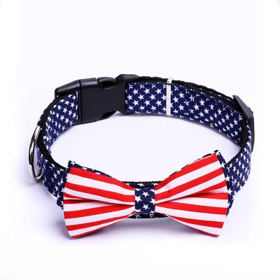 China National Flag Viable Style Bow Tie Dog Collar Cat Collars With Bowtie Detachable Adjustable Dog Collar for sale