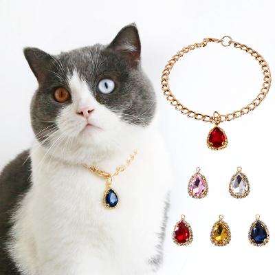 China 2022 New Fashion Princess Birthday Party Necklace Adjustable Stocked Pet Accessory Luxury Bling Crystal Pet Designer Dog Cat Collar for sale