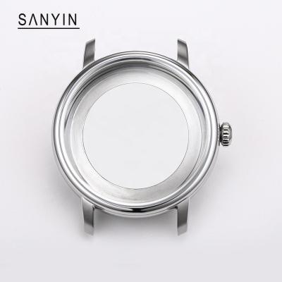 China 316L Silver Stainless Steel 316L Stainless Steel Wrist Watch Case SANYIN Fit 8215 9015 Movement SW200 NH35 ETA2824 Watch Parts for sale