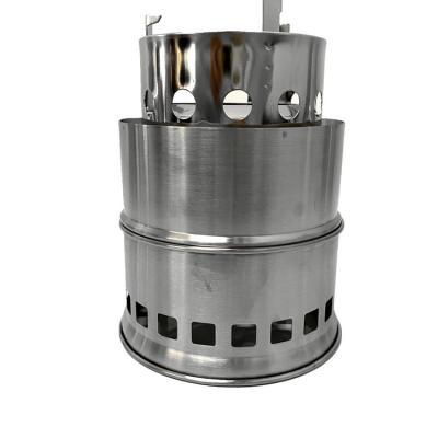 China 201 Easily Assembled Easy Clean Rise Portable Windproof Stove Stainless Steel Stove for sale