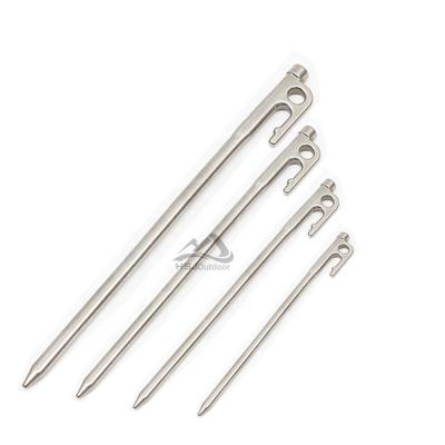 China Wholesale Outdoor Camping Accessories Stainless Steel Rock Tent Stakes Heavy Duty Ground Metal Nail Pegs Manufacturer for sale