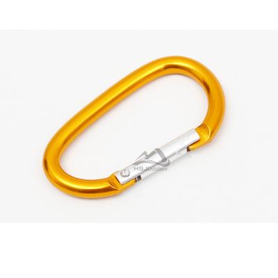 China Retail Industry Custom Laser Engraved Logo D Shape Karabiner Snap Aluminum Accessory Link Holder Key Carabiner Outdoor Camping Hook Clip for sale