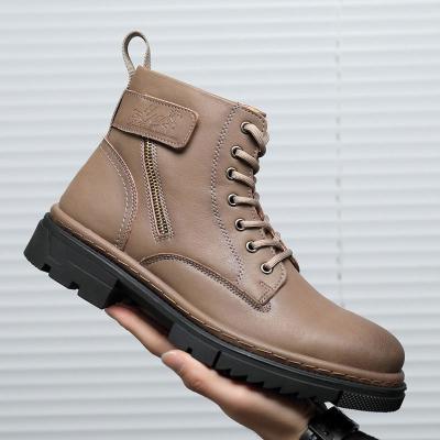 China Men's short boots lace-up casual ankle boots fashion trend men's business leather elegant shoes for sale