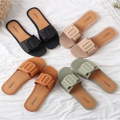 China 2021 Fashion Trend New Arrivals Summer Soft Bohemia Bottom Anti-skid Korean Strap Ladies Ruffle Flip Flops Women's Sandals Flat Sandals Shoes for sale