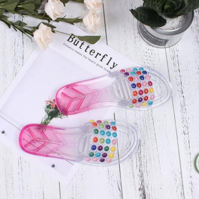 China Anti-slippery Women's Sandals Washroom Slippers Clear PVC Shoes Interesting Pearl Jelly Shoes for sale