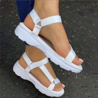 China CUSHIONING 2021 rainbow women sandalias de mujer wedge summer beach high heels ladies rubber custom logo slide roman sandals for sale