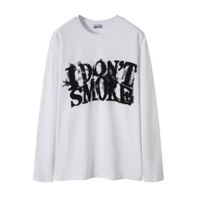 China Latest Design Breathable Casual Street Hip Hop Loose Long Sleeve Print Oversized Plus Size Unisex T-Shirt for sale