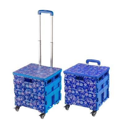 China Wholesale Trolley Folding Collapsible Foldable Shopping Supermarket Cart Push Trolley Market for sale