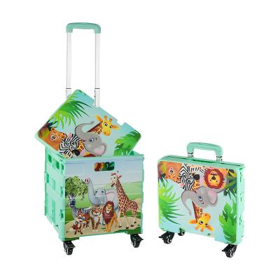 China Foldable Plastic Four Wheel Rolling Wheel Service Heavy Duty Hand Folding Personalized Custom Foldable Cart for sale