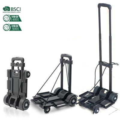 China Folding Plastic Luggage Goods Carrying Folding Shopping Trolley Supermarket Trolley With Wheels for sale