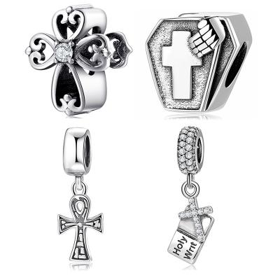 China FASHION Jewelry 925 Sterling Silver Bible Book Cross Pattern Bead Charms For Bracelet 925 Silver Jewelry Silver Charm for sale