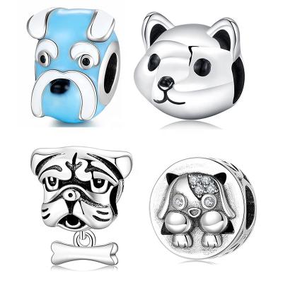 China 925 Sterling Silver TRENDY European Charm Bead Charm Beads For Bracelets Silver Dog Charm Bead for sale