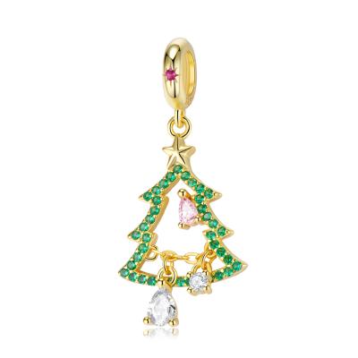 China FASHIONABLE Encanto Charm Christmas Tree 925 Silver Jewelry Charms Gold Plated Pendant Charms For Bracelet Bulk kolye ucu for sale