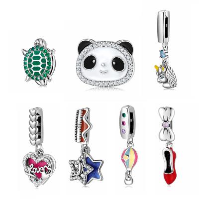 China Cute Turtle Panda Unicorn Clip Bead Jdiges de Plata Pasture 925 Jewelry Charms for sale