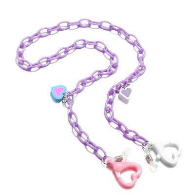 China Trend Fashion Heart Polymer Clay Pendant Sunglasses Chain Jewelry Kids Candy Color Acrylic Facemask Strap Rope Sunglasses Chain Strap for sale