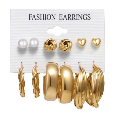 China TRENDY Acrylic Pearl Earrings Mixed Designs Leopard Tassel Stud Earrings Set For Women New Brincos Fashion Jewelry 2020 for sale