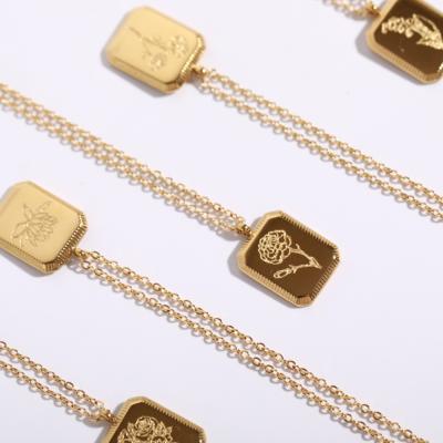 China Minimalist 18k Gold Stainless Steel Anniversary Flower Necklace CIA Charm Gifts Titanium Steel Necklaces Minimalist Necklace for sale