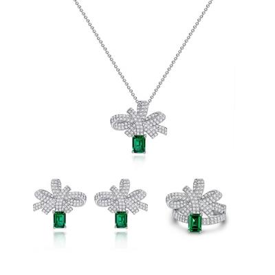 China CLASSIC Jewelry Set 2021 New Emerald High Carbon Diamond Sterling Silver Jewelry Sets Inlaid Zircon Jewelry Sets for sale