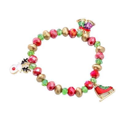 China Fast Delivery Christmas Beaded Bracelet Christmas Charm Bracelet Christmas Slap Bracelet Gift For Girl for sale