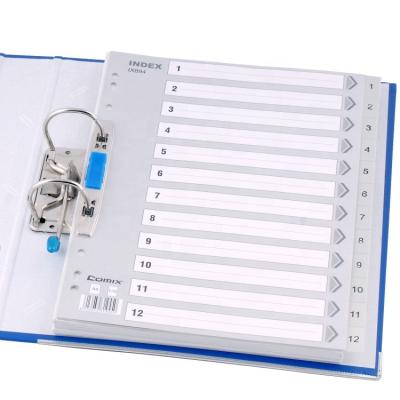 China Office Stationery Comix pp High Quality Plastic A4 12 Labels File Tab Index Dividers/ Index Cards for sale