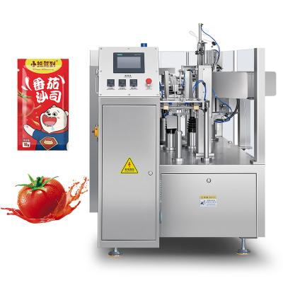 China Food Automatic Liquid Sachet Filling and Sealing Machine Jam Ketchup Premade Bag Packing Machine for sale