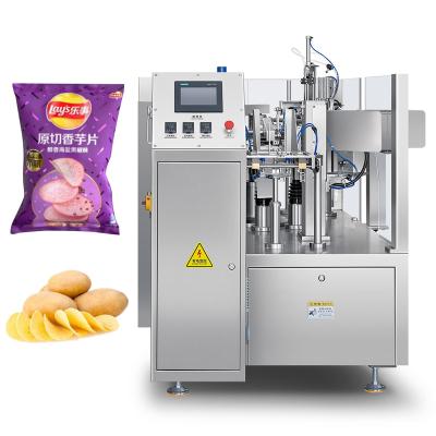 China Food Automatic Popcorn Banana Chips Snack Sachet Pack Machine Potato Chips Sealing Nitrogen Pillow Packing Machine Food for sale