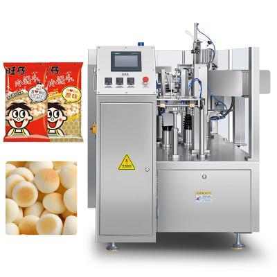 China Food Automatic Big Granule Puffed Food Corn Flakes Potato Plantain Chips Nachos Snack Puffed Food Pouch Packing Machine for sale