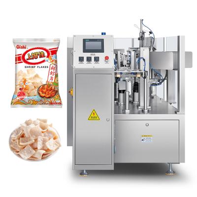 China Food Hot Sales Automatic Puffed Snack Food Packing Popcorn Shrimp Chips Premade Bag Puffed Food Packing Machine for sale