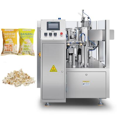 China Food Automatic Sachet Packaging Machine Puffed Food Pack Premade Bag Popcorn Packing Pillow Bag Packing Machine with Nitrogen for sale